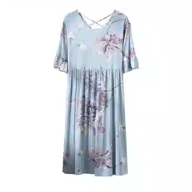 雅鹿 透气宽松印花短袖睡裙 女款