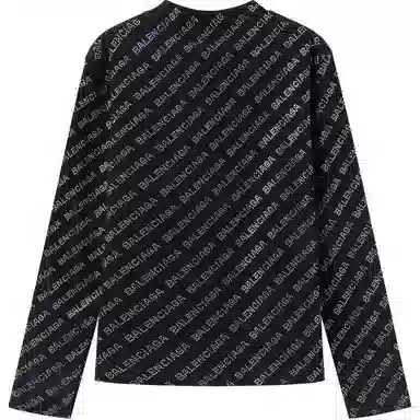 Balenciaga Logo Sequin Long Sleeve T-Shirt Black