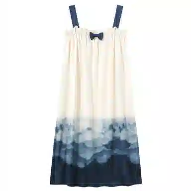 贴身领域 女士水墨印花蝴蝶结可外穿可爱无袖吊带睡裙 女款 杏色