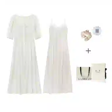 桑罗 纯色蕾丝拼接纯欲风睡衣套装 女款