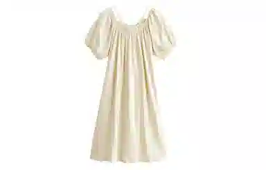 歌倩雅 夏季薄款短袖长款甜美睡衣裙睡裙 女款 杏色