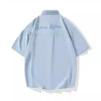 三体 不要回答系列 简约字母印花基础翻领开衫休闲宽松百搭美式复古高街潮牌时尚舒适学生多巴胺透气薄款短袖衬衫 男女同款
