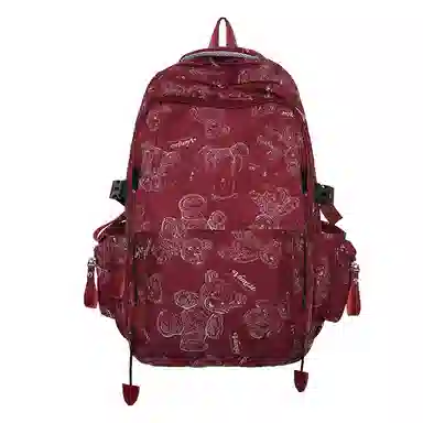 行途 时尚轻便简约百搭外出纯色 尼龙 旅行包双肩包 常规 男女同款情侣款 黑色/白色/红色/绿色