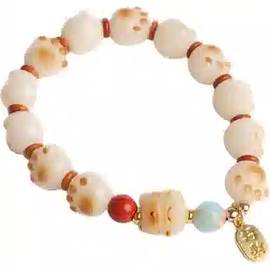 欧说珠宝 招财纳福国潮转运珠 雕刻小脚丫 新中式文玩佛珠 菩提根 手串 女款