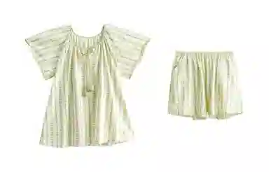 歌倩雅 短袖短裤薄款时尚高级感睡衣套装 女款 淡绿