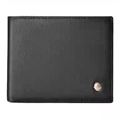 老人头 横款多卡位卡包 头层牛皮 短款钱夹钱包 男款 黑色