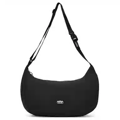 乔丹 拉链开合可调节肩带 聚酯纤维 单肩斜挎包 男女同款情侣款 黑色