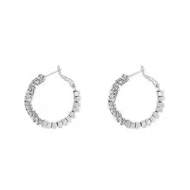 希遇  碎银子圈圈耳环小众轻奢设计高级感素圈气质耳饰 合金 耳环 女款