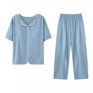 欧迪芬 莫代尔凉感带胸垫透气套头短袖纯色休闲长裤可外穿睡衣套装 女款