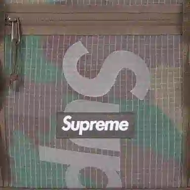 Supreme Logo Zip Nylon Tote Bag Woodland Camo