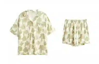 歌倩雅 凉感型时尚高级感短袖三分裤睡衣套装 女款 图色