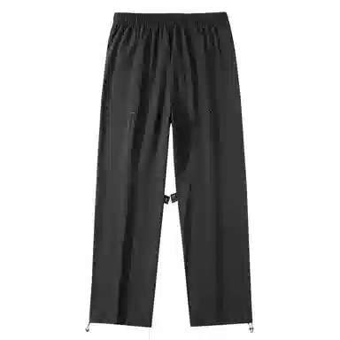 三体 简约字母印花基础宽松可调节裤脚直筒纯色阔腿百搭美式复古高街潮牌时尚舒适显瘦薄款透气日常多巴胺休闲裤 男女同款