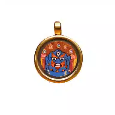 玉临门 国潮国风招财纳福黑财神唐卡热贡 合金 吊坠 男女同款情侣款