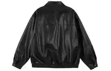 美式复古机车风宽松翻领夹克设计皮衣 男女同款