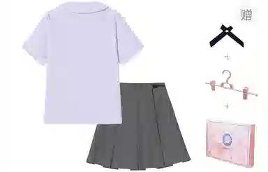 东鲸岁时记 泰式校服毕业季夏日多巴胺一整套松弛感穿搭学院风套装纯色字母刺绣设计短袖衬衫舒适透气百褶半身裙制服 女款 礼盒装