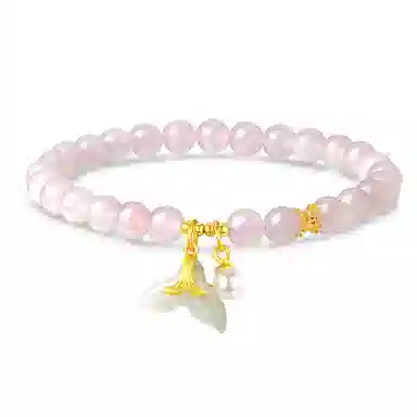 佐卡伊 碧玉鱼尾 精致珍珠 轻奢粉色 玉髓 手串 女款