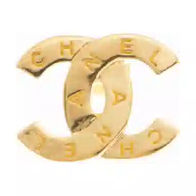 CHANEL Metal Logo Earrings Gold