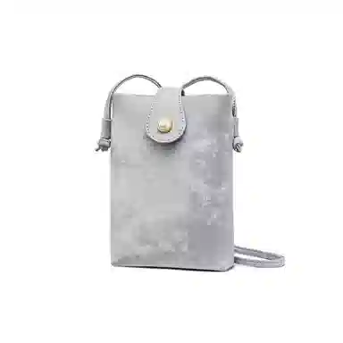 红蜻蜓 时尚设计百搭通勤 聚氨酯合成革 单肩斜挎包 小号 女款 银色/米白色