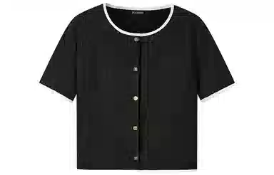 太平鸟 两件套提花针织衫休闲套装 女款 黑色