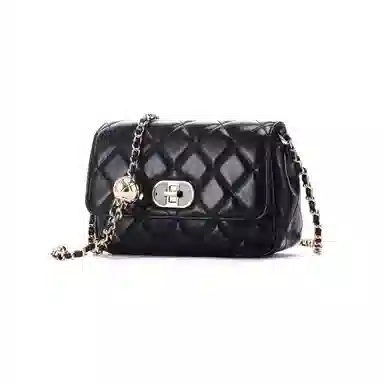 红蜻蜓 菱格链条包真皮女包单肩包 皮革 斜挎包