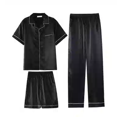 兰缪 时尚简约高级短袖凉感休闲短裤舒适亲肤长裤睡衣套装 男款