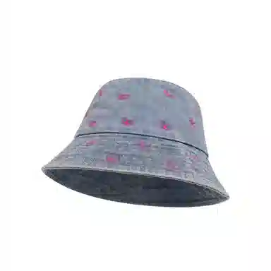 浪莎 蝴蝶刺绣牛仔大帽檐显脸小休闲盆帽春夏薄荷曼波遮阳 棉 渔夫帽 女款