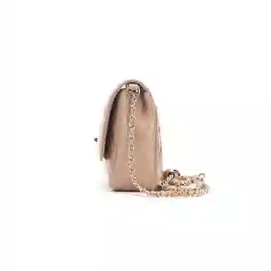 红蜻蜓    时尚百搭 头层牛皮拼超细纤维合成革菱格链条包   女款   白色/黑色  单肩斜挎包