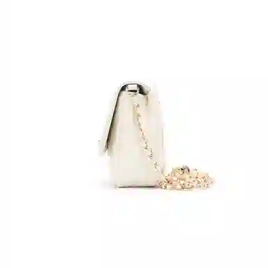 红蜻蜓    时尚百搭 头层牛皮拼超细纤维合成革菱格链条包   女款   白色/黑色  单肩斜挎包