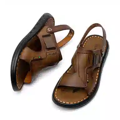 圣大骑士 头层牛皮 舒适百搭 沙滩凉鞋 男款