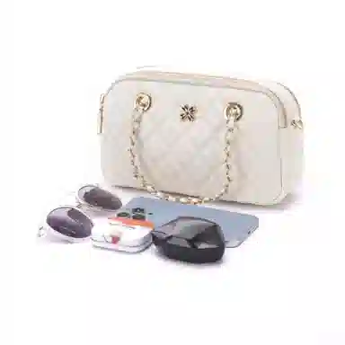 红蜻蜓 头层牛皮 斜挎包 菱格链条 女款 多色