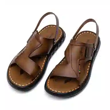 圣大骑士 头层牛皮 舒适百搭 沙滩凉鞋 男款