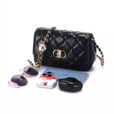 红蜻蜓 菱格链条包真皮女包单肩包 皮革 斜挎包