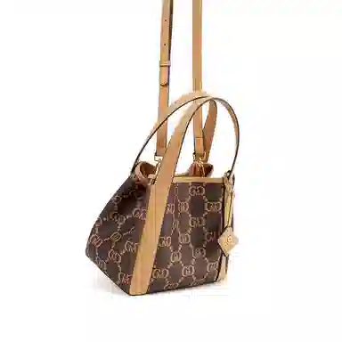 梦特娇 小众时尚通勤复古老花 合成革 单肩斜挎包 中号 女款 曜石黑/月石灰/椰奶白/果壳棕/琥珀色