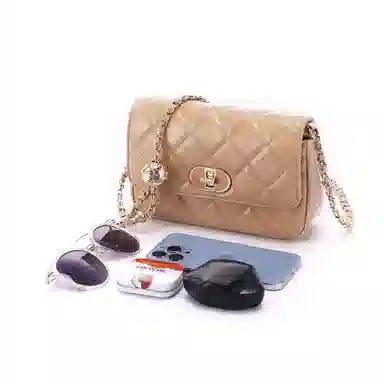 红蜻蜓 菱格链条包真皮女包单肩包 皮革 斜挎包