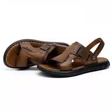 圣大骑士 头层牛皮 舒适百搭 沙滩凉鞋 男款