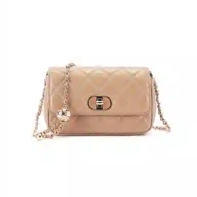 红蜻蜓 菱格链条包真皮女包单肩包 皮革 斜挎包