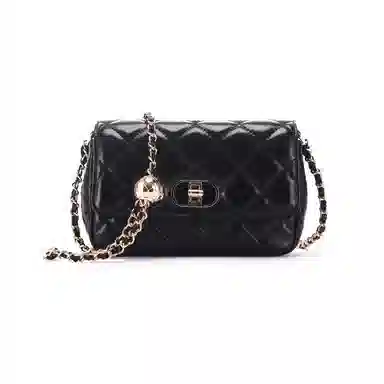 红蜻蜓 菱格链条包真皮女包单肩包 皮革 斜挎包