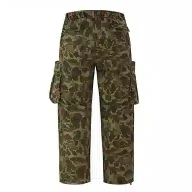 赞仕 美式迷彩工装伞兵复古宽松直筒水洗做旧休闲裤 男女同款