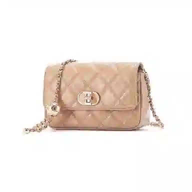 红蜻蜓 菱格链条包真皮女包单肩包 皮革 斜挎包