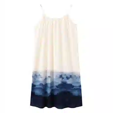 贴身领域 渐变水墨印花纯棉圆领套头休闲可外穿家居服吊带睡裙 女款 杏色