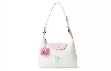 音魅 磁扣开合大容量休闲 织物拼合成革 手提包 小号 女款 黑色/米白