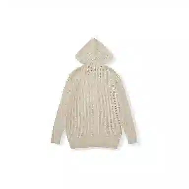 我是大卫 高级感慵懒风宽松镂空连帽长袖针织衫 男款 杏色