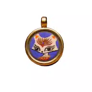 玉临门 新中式国转运纳福潮狐仙唐卡热贡手绘 合金 吊坠 男女同款情侣款