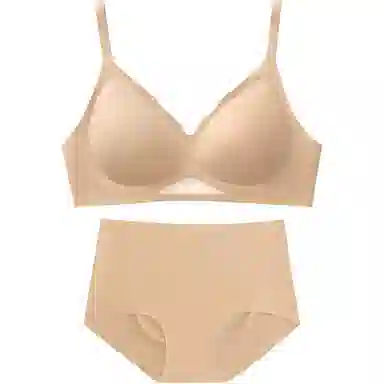 素肌良品 无痕聚拢裸感纯色内衣裤套装 女款