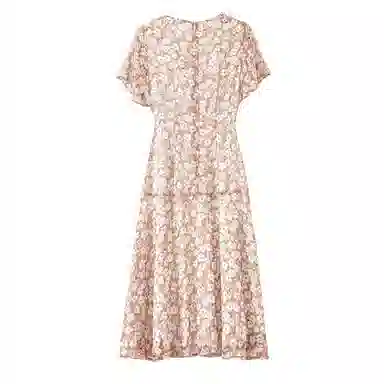 晚白 高腰碎花连衣裙 女款 花色