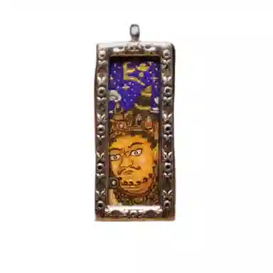 玉临门 国风国潮招财纳福黄财神唐卡热贡手绘 合金 吊坠 男女同款情侣款