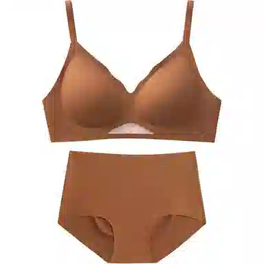 素肌良品 无痕聚拢裸感纯色内衣裤套装 女款