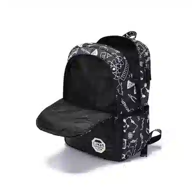 木村耀司 休闲百搭大容量通勤潮流多功能旅游 牛津纺 双肩包书包旅行包电脑包背包 常规 男女同款情侣款 涂鸦/机器人