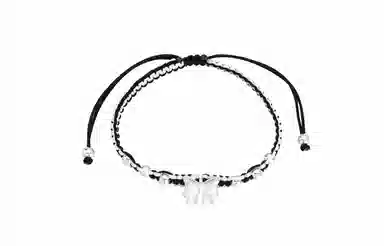 牧言 复古新中式简约小众设计高级感 立体磨砂在逃公主双色编织绳手饰 合金 蝴蝶结圆珠闺蜜手链 女款