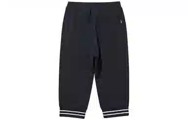 李宁儿童 童装 时尚生活系列 纯色中腰七分束脚针织运动裤 婴童 水墨黑